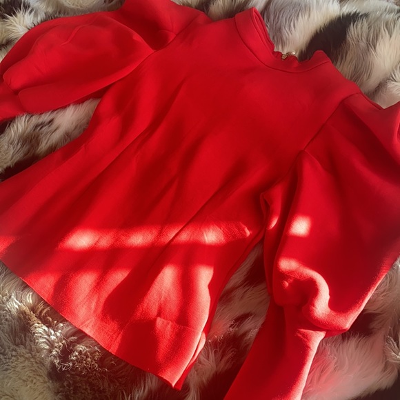 Love Labels Puff Sleeve Red Top - Picture 3 of 4